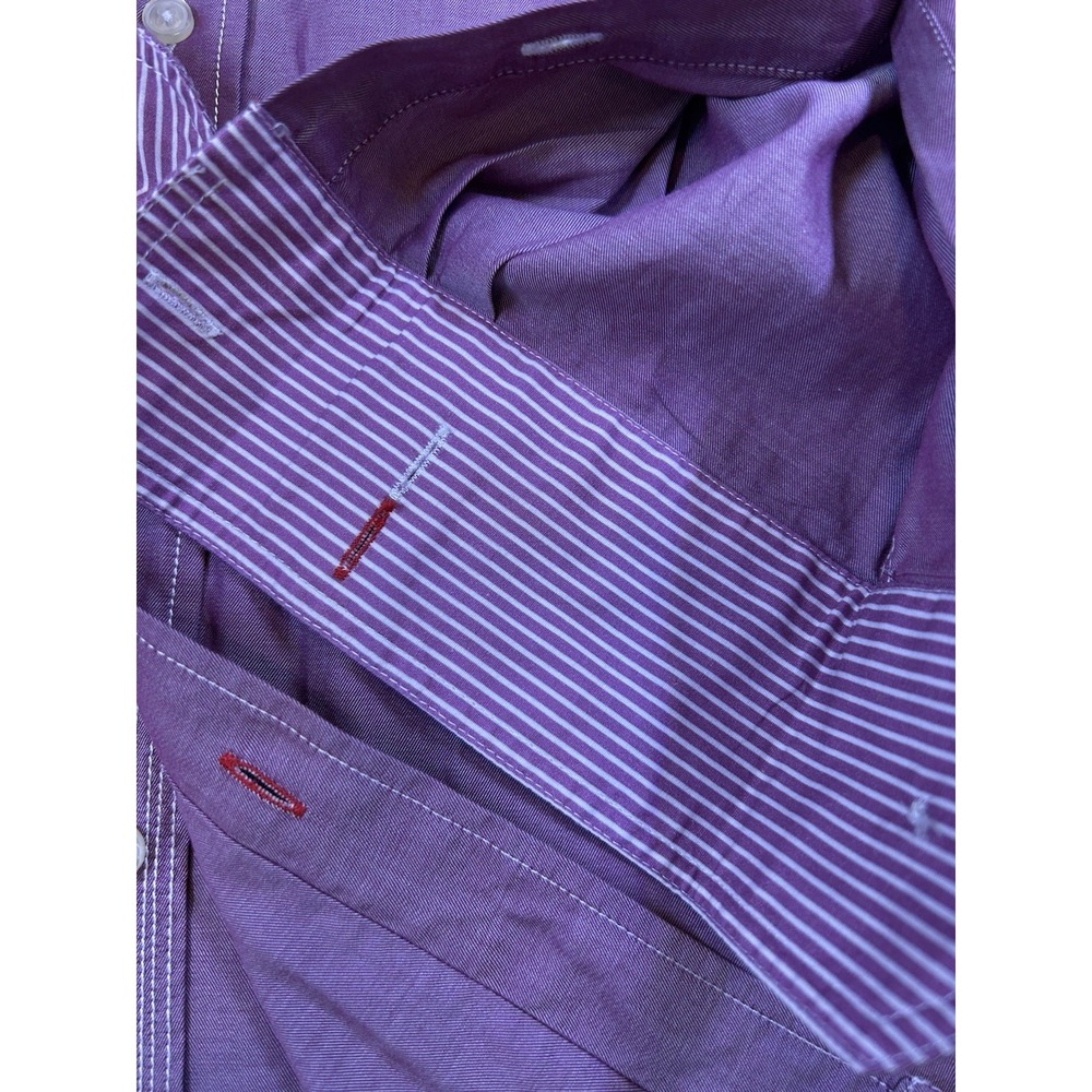 Luchiano Visconti 2-Ply Cotton Long Sleeve Shirt Mens Medium Iridescent Burgundy - Picture 10 of 16